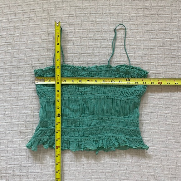 Free People green ruffle tank top. - Picture 6 of 8